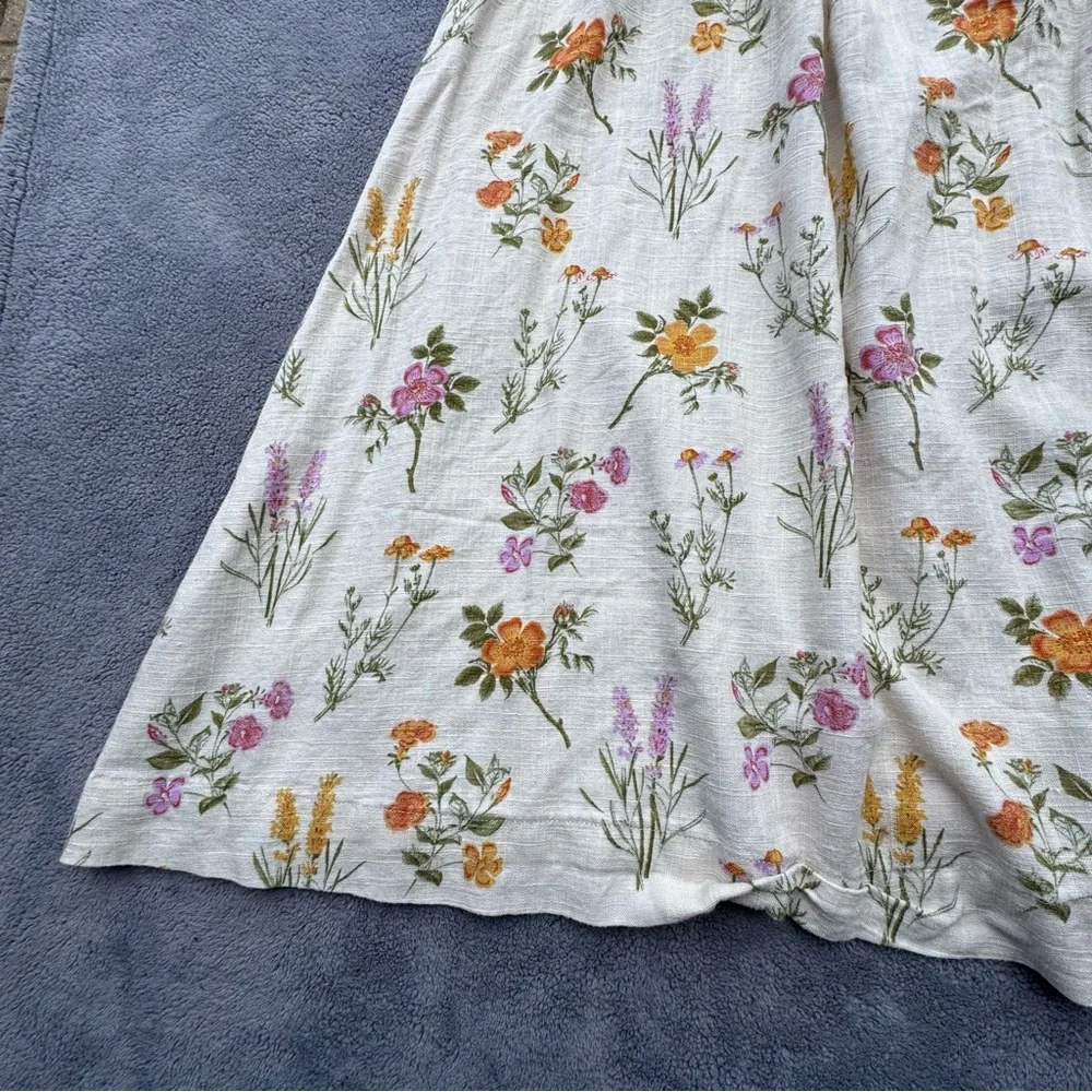 Petal & Pup Skirt Womens Small Cream Floral Midi Linen Blend Summer - Picture 4 of 12